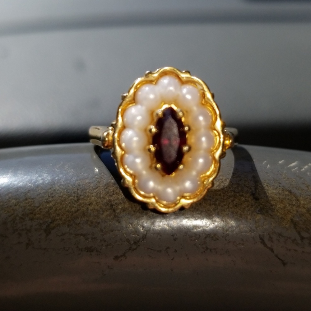 Vintage Ruby and Perl Avon Ring